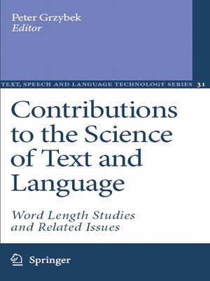 cover image of Contributions to the Science of Text and Language